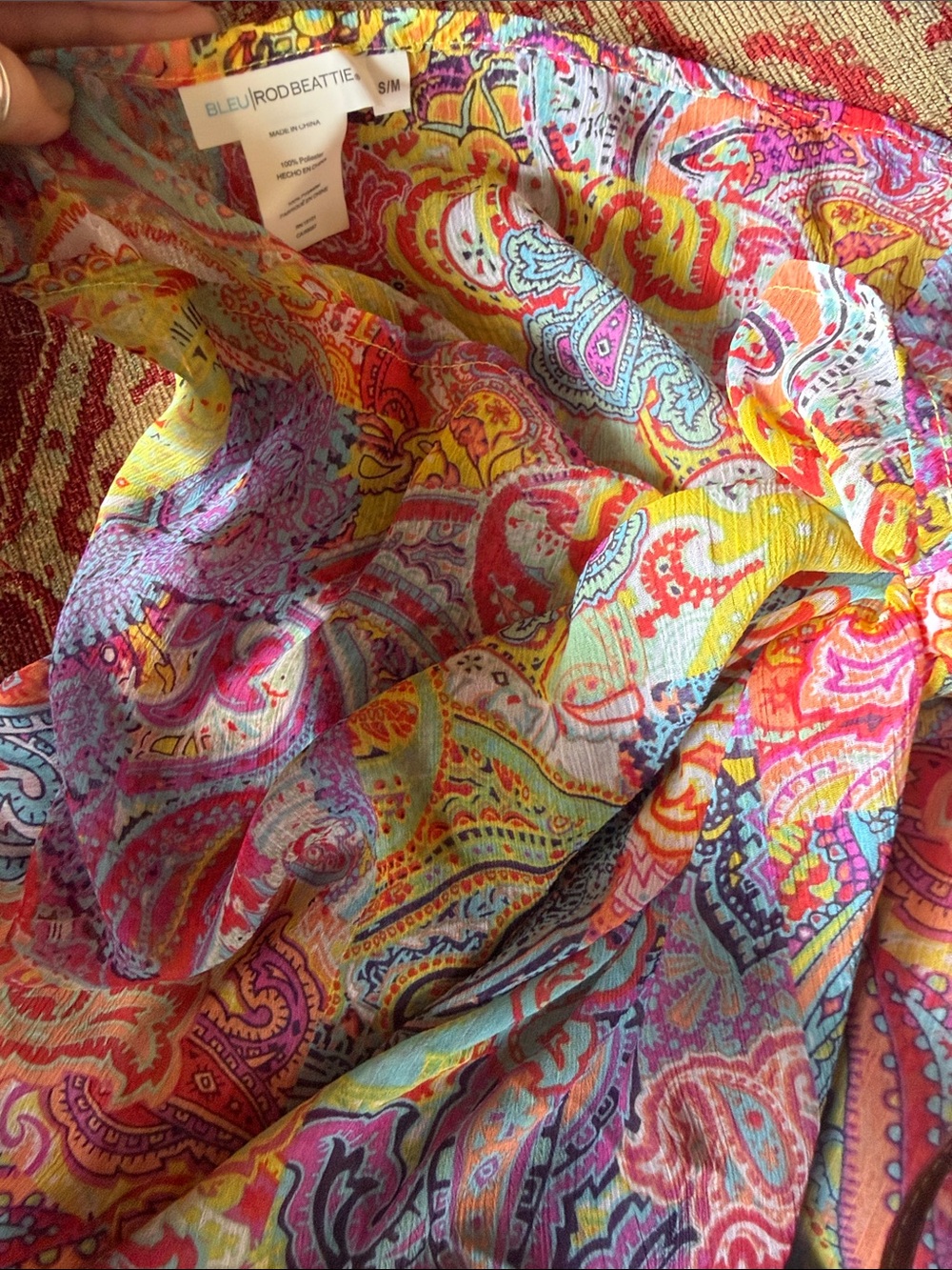 Blu by Rod Beattie Vibrant Paisley sheer Scarf or sarong - Multicolor